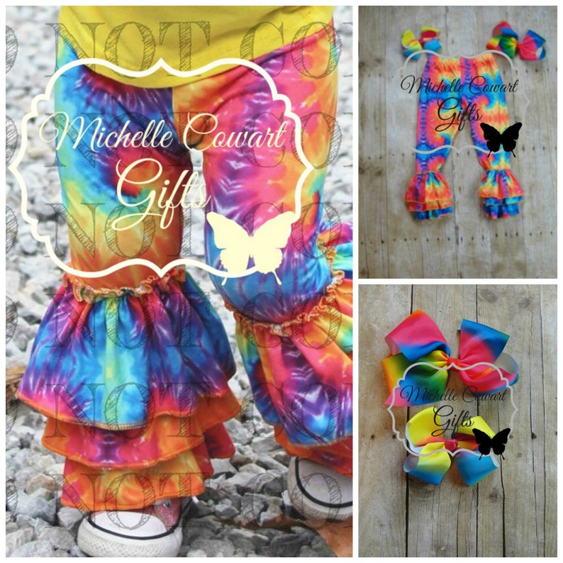 Tie Dye Triple Ruffle Pants Rainbow Pastel Pants Bells Etsy