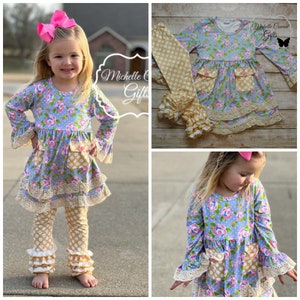 Girls Yellow Outfit, Girls Lavender Outfit, Girls Fall Outfit, Girls Lavender Outfit, 9M 12M 18M 2T 3T 4T 5 6 7 8 10 RTS, School, Winter