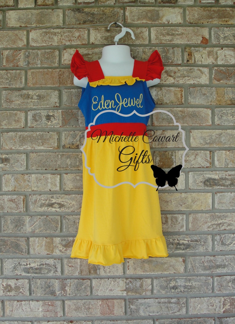 Girls Princess Dress, Ariel, Snow White, Minnie, Disney, Birthday Dress, Monogrammed Disney Dress 18M 2 3 4 5 6 7 8 10 Disney Dress RTS bild 7