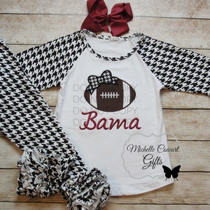 Bama Football Outfit, Houndstooth Raglan Icing Pants Alabama Crimson Tide Icing Shirt Alabama Shirt Football Bama 3M 6M 9M 12M 18M 2 3 4 5 6