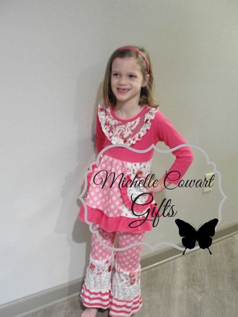 Toddler Outfit Birthday Outfit Valentine Outfit Ruffle Pant Outfit Pink Outfit Girls Ruffle Pant RTS Matilda Jane 12M 18M 2T 3T 4T