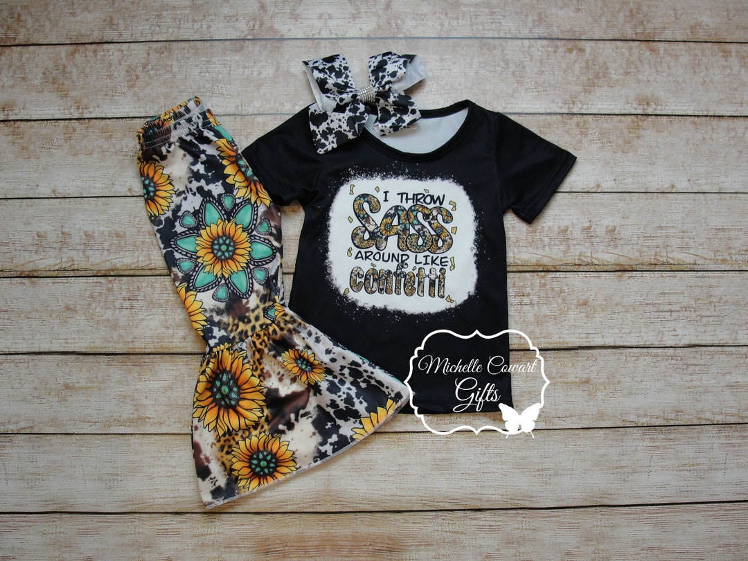 Girls Sunflower Outfit, Girls Sassy Outfit, Girls Western Outfit