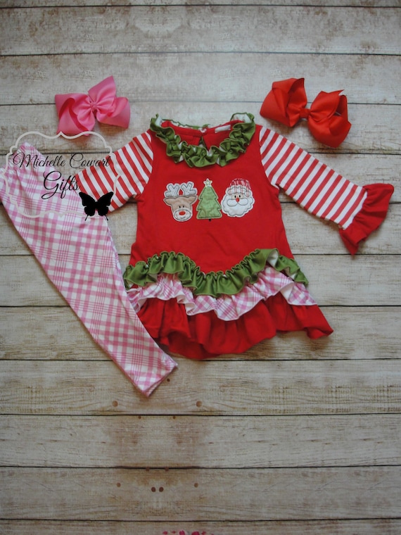 Girls Christmas Outfit, Girls Red Christmas Outfit, Girls Christmas Set, 12/18M, 18/24M, 2/3, 3/4, 4/5, 5/6, 6/7, 7/8, 8/9, 10, Matching Sis