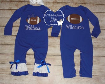 Kentucky Wildcats Romper, Football Romper, Baby Romper, Baby Football Romper, Blue Football Romper, Newborn, 3M 6M 9M 12M 18M 2T, Boys