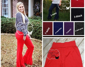 Women Ruffle Pants Ladies Juniors Navy 