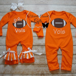 Tennessee Volunteers Romper, Football Romper, Baby Romper, Baby Football Romper, Orange Football Romper, Newborn, 3M 6M 9M 12M 18M 2T, Boys