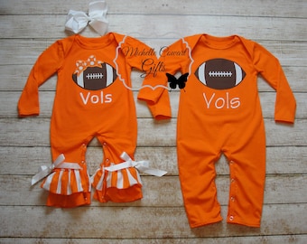 Tennessee Volunteers Romper, Football Romper, Baby Romper, Baby Football Romper, Orange Football Romper, Newborn, 3M 6M 9M 12M 18M 2T, Boys