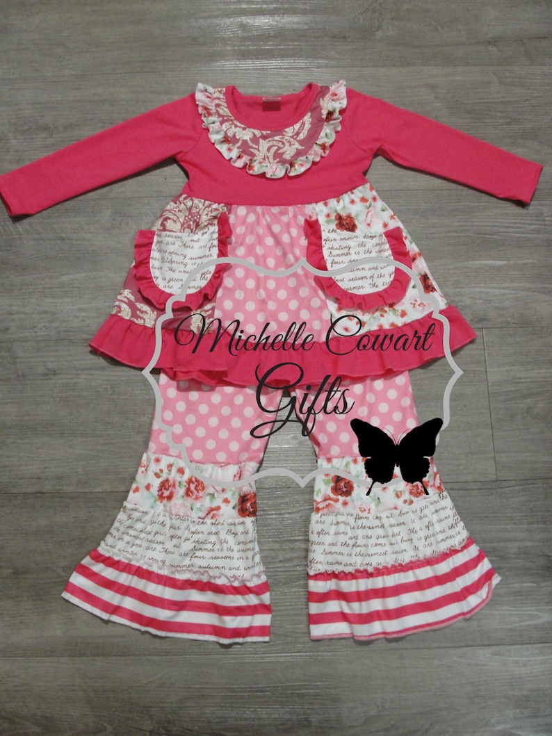 Toddler Outfit Birthday Outfit Valentine Outfit Ruffle Pant Outfit Pink Outfit Girls Ruffle Pant RTS Matilda Jane 12M 18M 2T 3T 4T