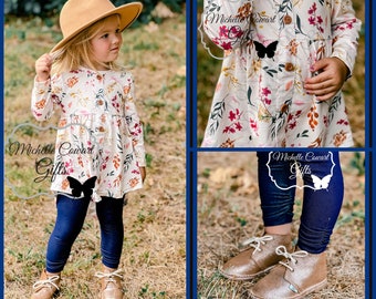 Girl Floral Outfit, Girls Summer Outfit, Girls School Outfit, Toddler Outfit 3M 6M, 12M, 18M, 24M, 2T, 3T, 4T, 5, 6, 7, 8, 10, 12, 14, RTS