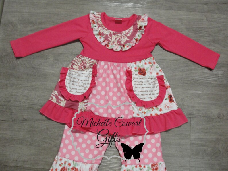 Toddler Outfit Birthday Outfit Valentine Outfit Ruffle Pant Outfit Pink Outfit Girls Ruffle Pant RTS Matilda Jane 12M 18M 2T 3T 4T