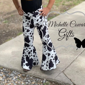 Custom Made Flare Jeans With Cow Print Insert 