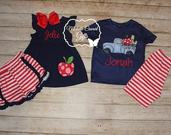 Girls School Outfit, Boys School Outfit, Matching Sibling School Outfit, 2 3 4 5 6 7 8 9 10, Last Day of School Outfit, Personalized Set