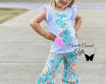 Easter Outfit Personalized Easter Outfit Ruffle Capris Floral Girls Outfit Toddler 9M 12M 18M 2T 3T 4T 5/6 6/7 7/8 8/9 Easter Pants
