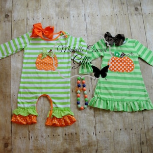 Pumpkin Dress Pumpkin Romper Thanksgiving Personalized Fall Dress Girls Toddler Baby Pumpkin Patch 3M 6M 9M 12M  18M 24M 2T 3T 4T 5 6 7 8