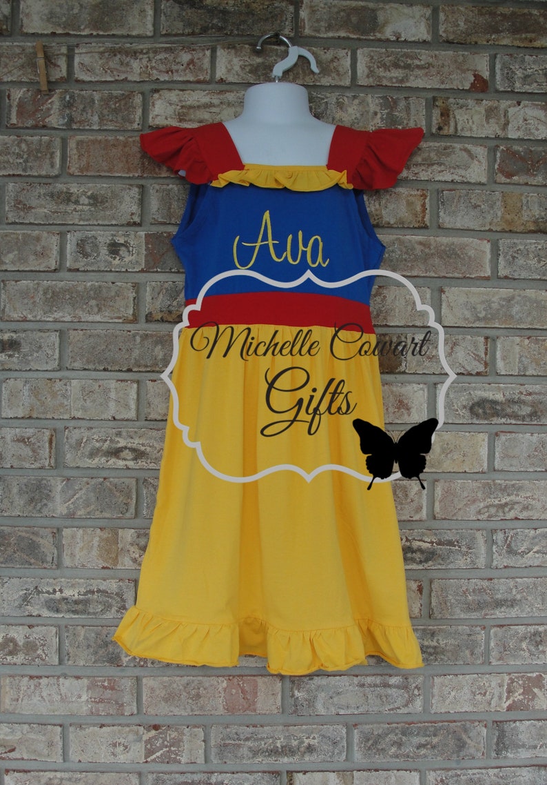 Girls Princess Dress, Ariel, Snow White, Minnie, Disney, Birthday Dress, Monogrammed Disney Dress 18M 2 3 4 5 6 7 8 10 Disney Dress RTS bild 3