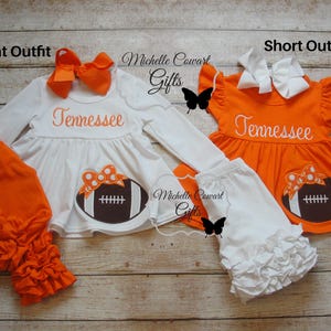Tennessee Short Set, Vols Short Outfit, Tenn Vols Outfit Shorties Set, 12/18M 18/24M 2T 3T 4T, Monogram Tenn Outfit, Tennessee Football Set