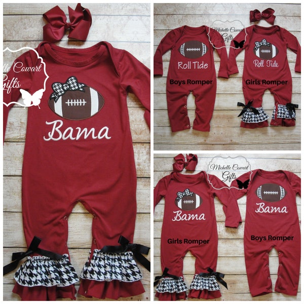 Alabama Football Romper, Baby Girls Bama Outfit, Boys Outfit Alabama Outfit, Football Romper, Bama Romper, Bama Set 3M, 6M, 9M, 12M, 18M, 2T
