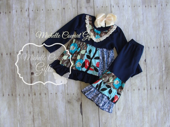 Girls Navy Outfit 9M 12M 18M 2T 3T 4T 5/6 6/7 7/8 8/9 10 12 14