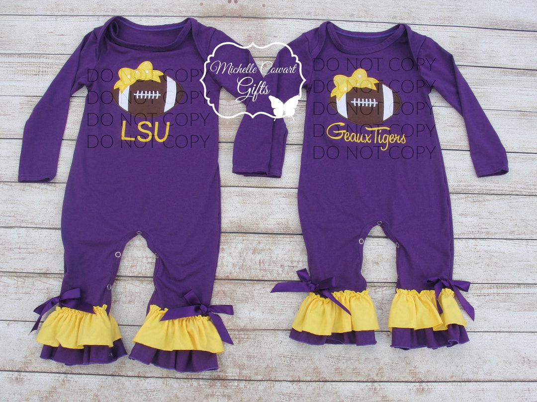 Football Romper LSU Romper Geaux Tigers Romper Baby Romper - Etsy