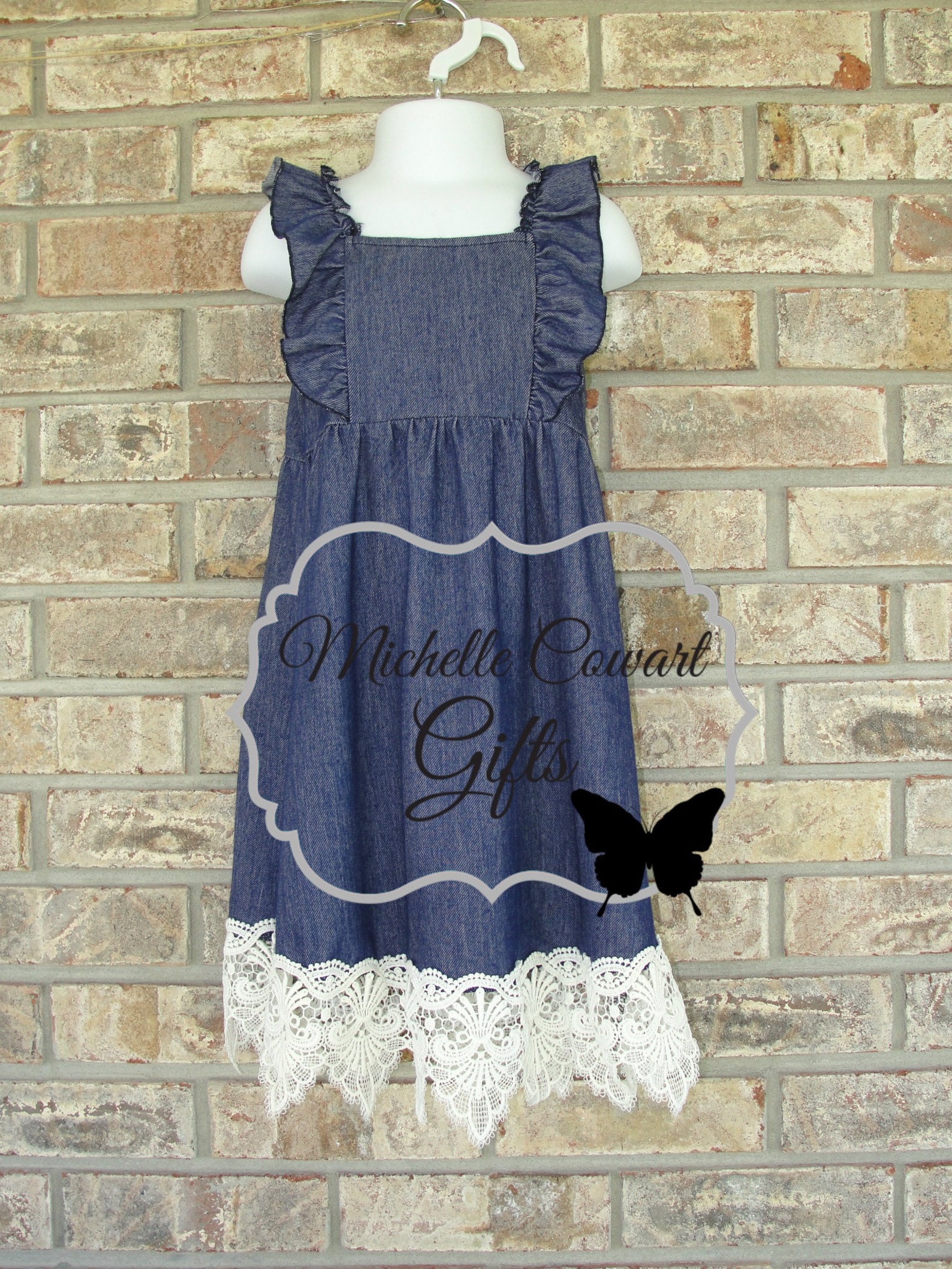 Monogram Dress Monogrammed Dress Denim & Lace Dress 12M 18M 2T Etsy