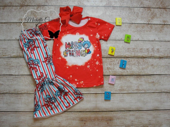 Miss Thing Outfit Girls Reading Day Outfit Girls Cat in the Hat Outfit Dr. Seuss Birthday 3M 6M 9M 12M 18M 24M 2T 3T 4T 5 6 7 8 10 12 14 Etsy