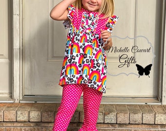 Girls Hot Pink Outfit, Girls Fall Outfit, Girls Fall Set, Toddler Outfit, School, 12M, 18M, 24M, 2T, 3T, 4T, 5, 6, 7, 8, 10, 12, 14, RTS