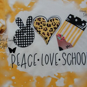 Peace Love School Shirt Girls School Shirt Bleached Shirt Size 3 4 5 6 7 8 10 First Day School Shirt Girls Shirt Kids Shirt RTS afbeelding 5