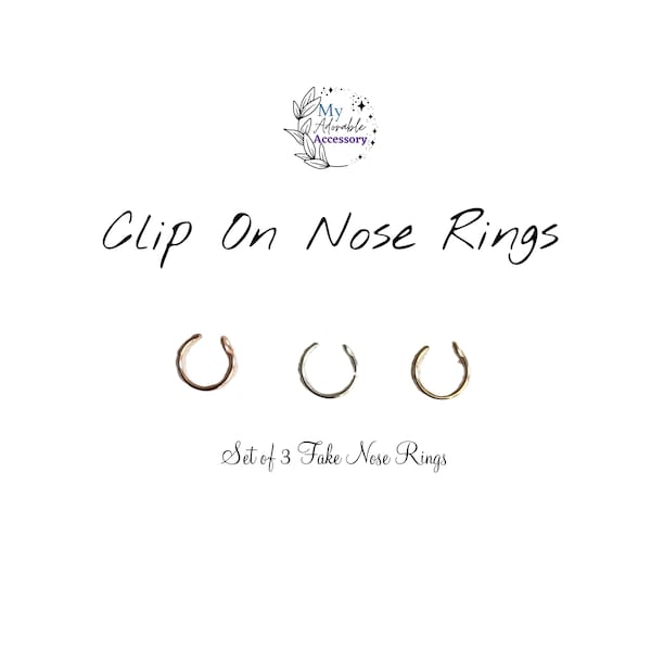 Set of 3 Fake Nose Rings, Faux Nose Rings