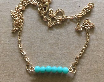 Turquoise Boho Beaded Chain Necklace