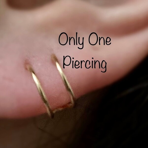 Double hoop earrings single piercing clearance