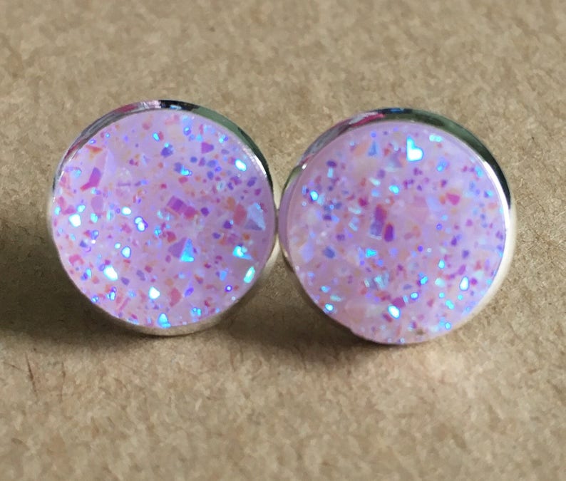 Lavender Druzy Earrings Mauve Faux Druzy Earrings Light Purple Druzy Earrings