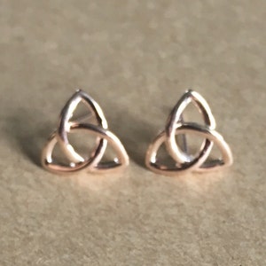 Rose Gold Celtic Knot Stud Earrings, Celtic Knot Earrings, Triangle Earrings image 2