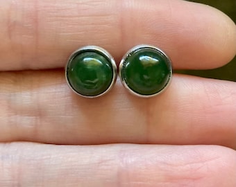 Nephrite Jade Gemstone Stud Earrings