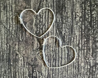 Sterling Silver Heart Hoop Earrings