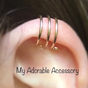 Upper Cartilage Triple Ear Cuff, Ear Cuff, Helix Triple Lines Ear Cuff