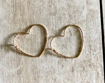 Heart Hoop Earrings Yellow Gold Filled