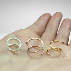 20 gauge Twist in Single Pierced Nose Ring for a Double Pierced Look, Illusion nose Ring, Double Nose Ring for Single Piercing 20 18 22 G
