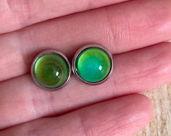Color Changing Mood Earrings: 8mm/10mm Steel Setting