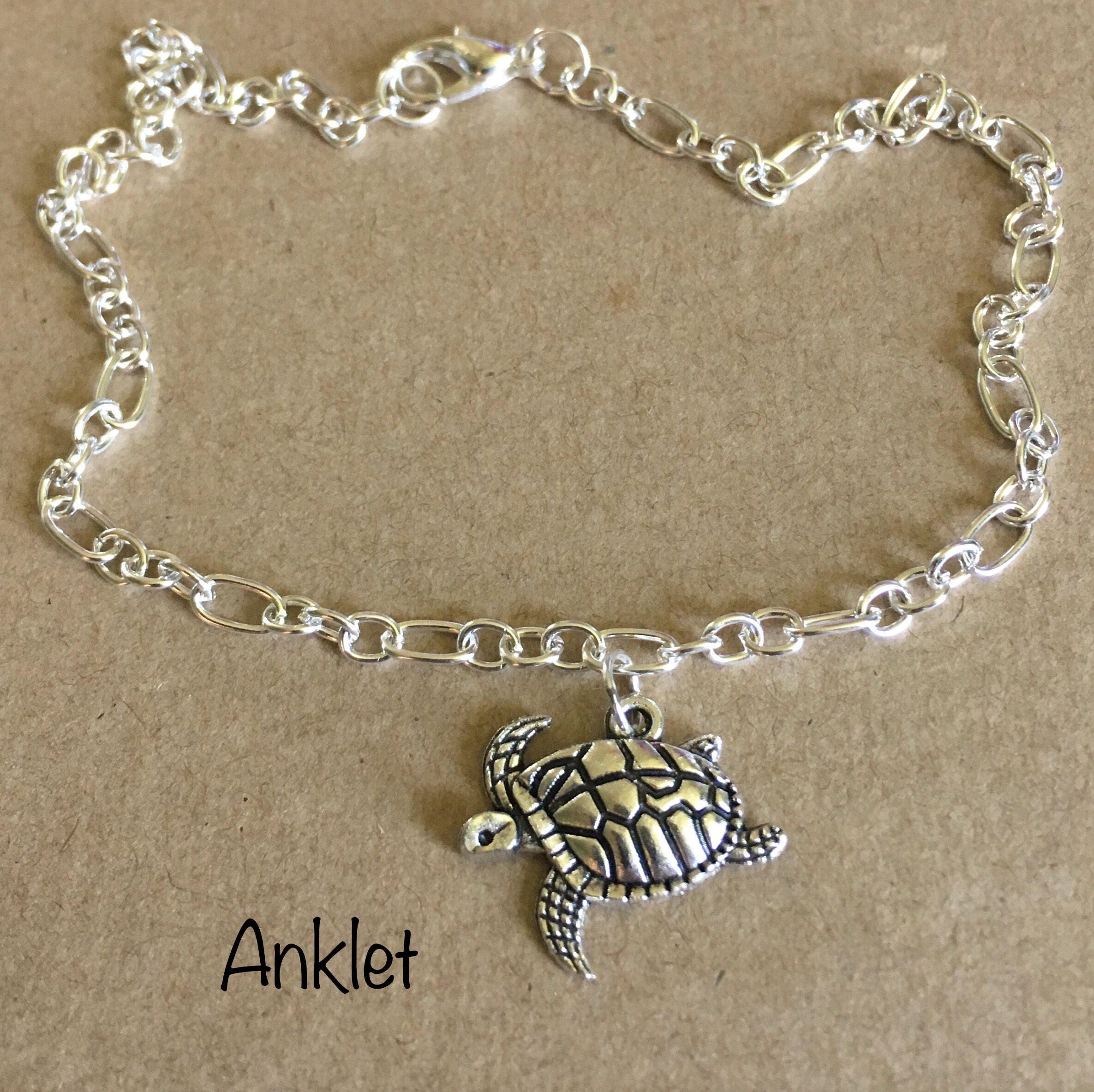 Turtle Anklet Sea Turtle Anklet Sea Charm Anklet Etsy