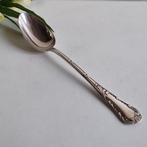 Christofle antique silver plated Louis XV / Marly style serving spoon, Art Nouveau, ornate with maker marks.