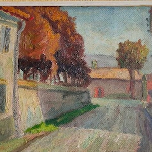 French vintage oil on board painting, framed and Modernist / Impressionistic in style, circa mid century.