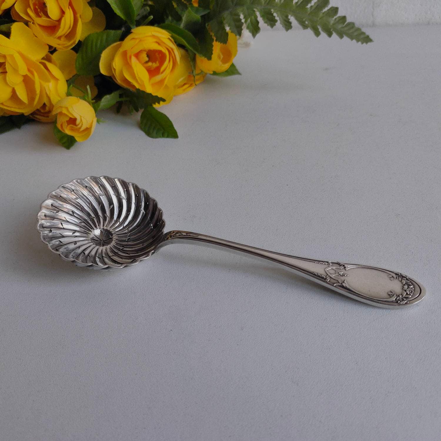 フランス アンティーク アールデコ時代1920年の銀刻印トング 【公式通販】