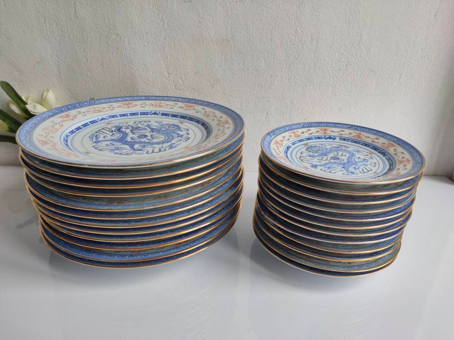 PAIR of large Chinese dinner plates 10 diameter with Etsy