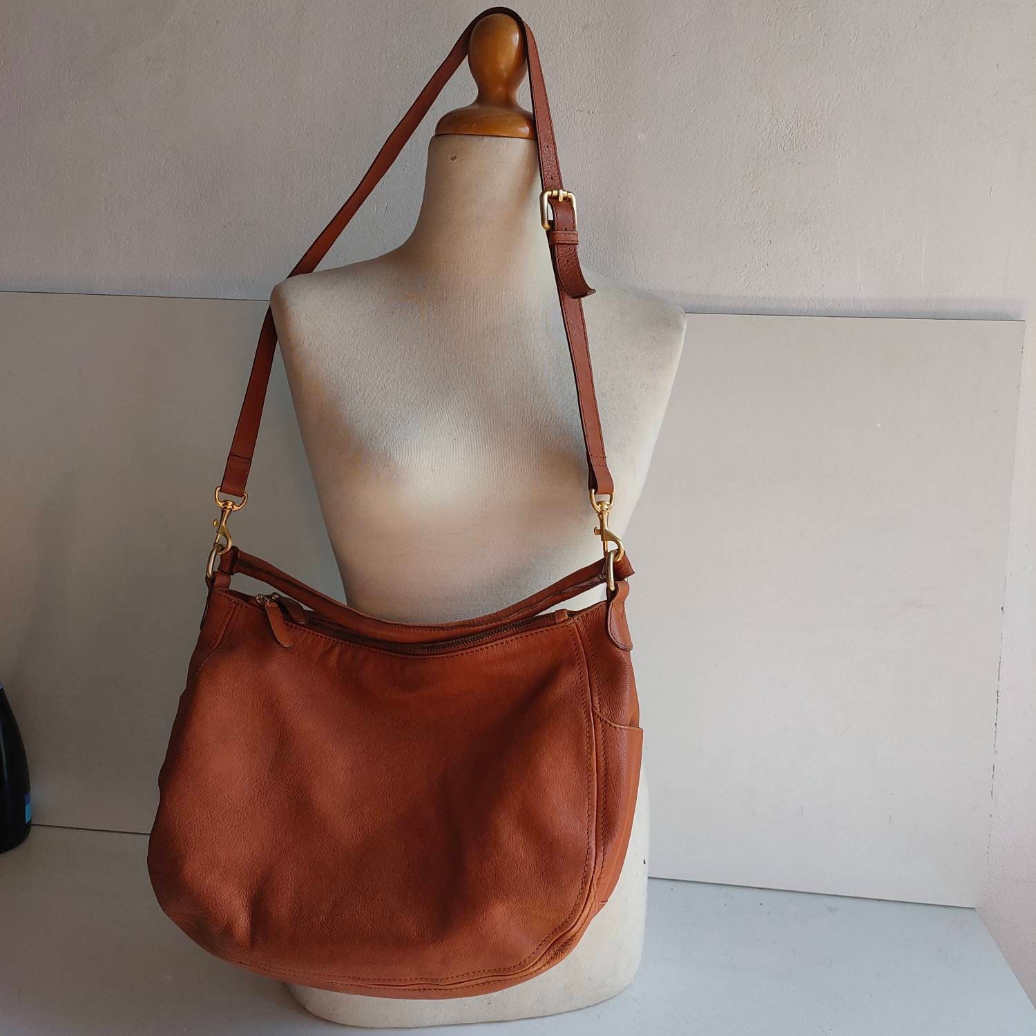 Vintage John Lewis Tan Leather Shoulder Bag With Two Handles -  UK