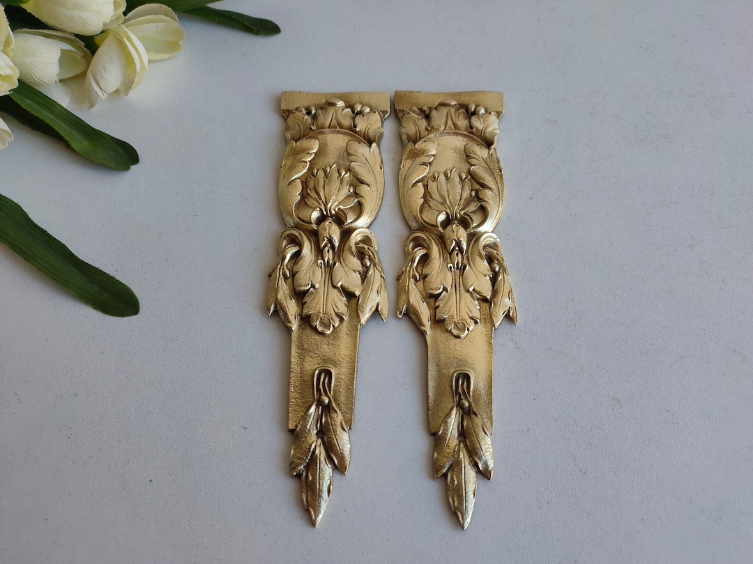 French Antique PAIR of Gilded Bronze Art Nouveau / Rococo Pediments ...