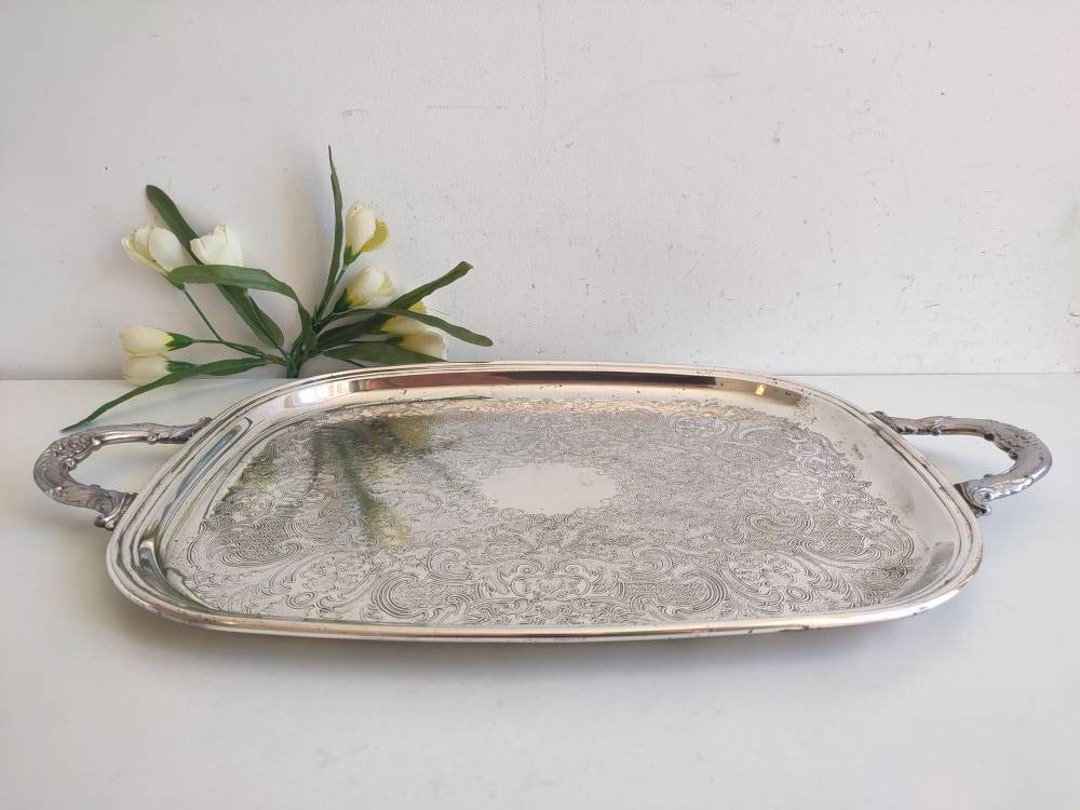 Gorham】ギャラリートレー【シルバープレート】67cm 特大型 トレイ
