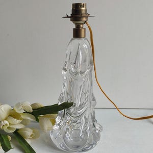 French vintage crystal table lamp base, working order, mid century.