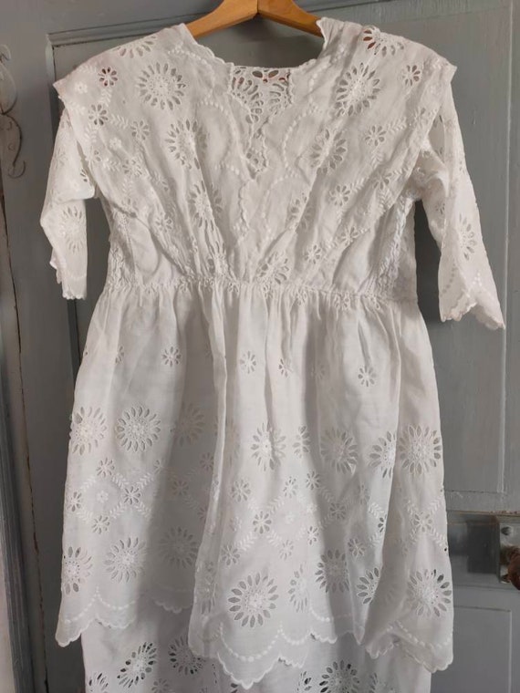 Antique French ladies dress, hand made in broderie