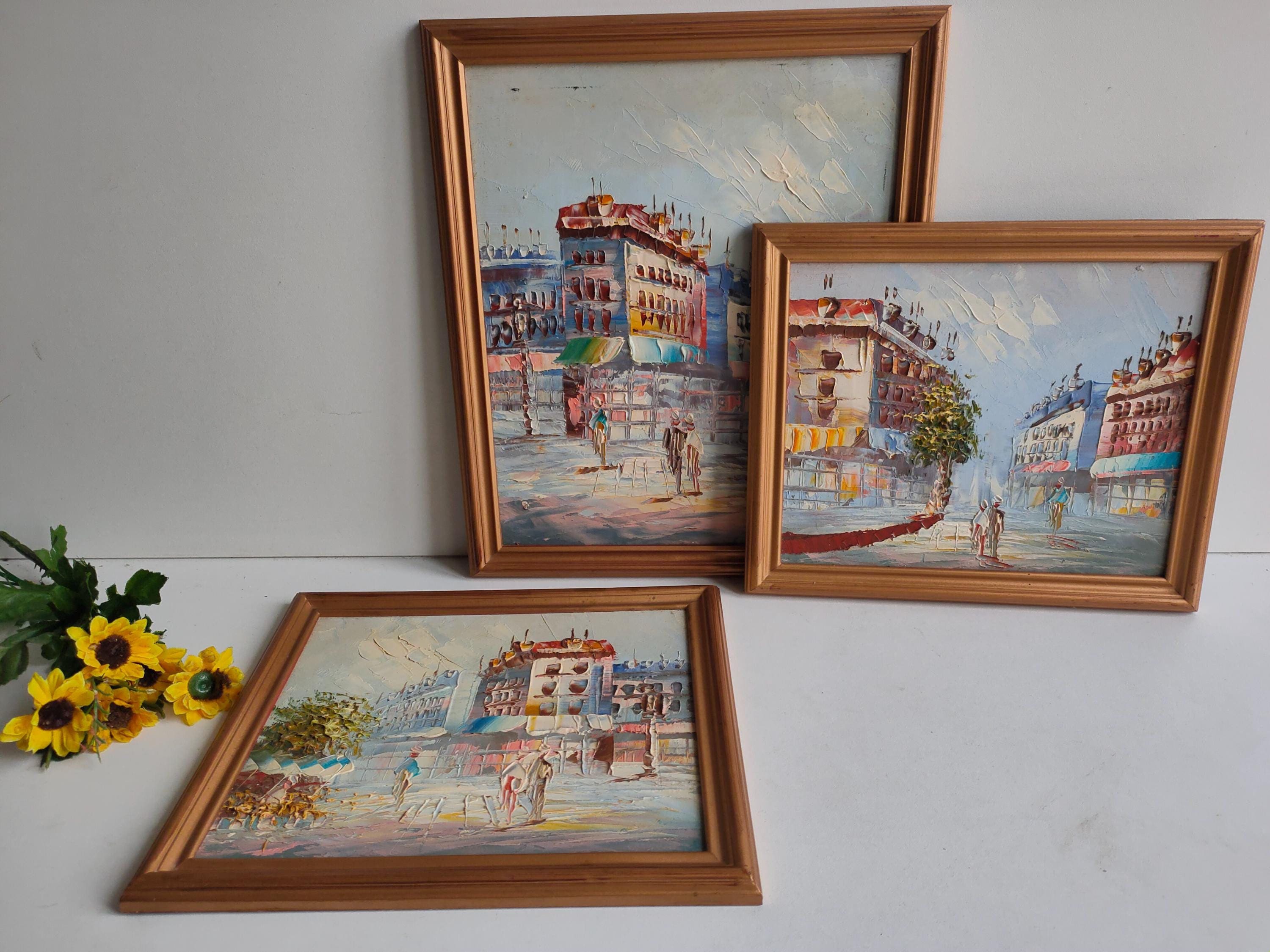 3点セット　フランス　絵画 Set of Three Paris Pictures - Etsy