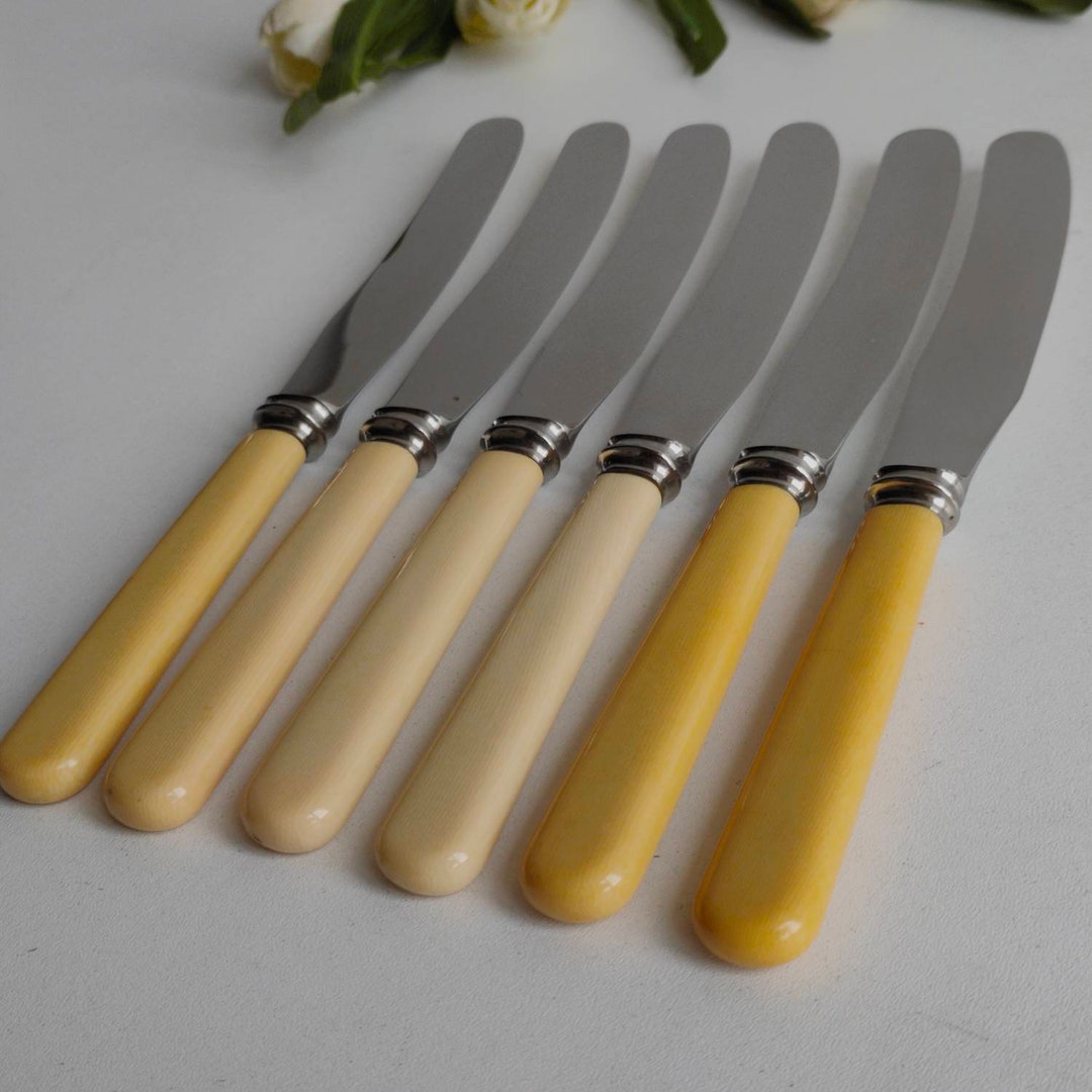 Mosley Table Set of 6 Vintage Robert F Mosley Dinner / Table Knives, Resin Handles ...